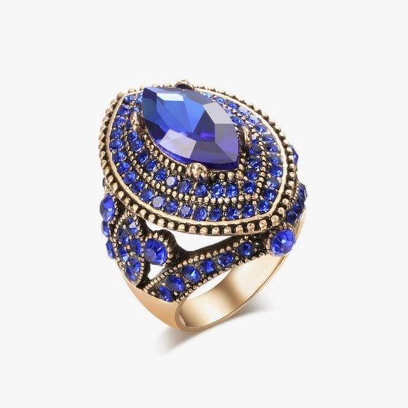 Women's ring Antique gold big ring gemstone ring
